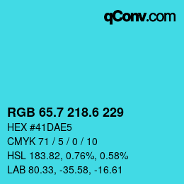 カラーコード: RGB 65.7 218.6 229 | qconv.com