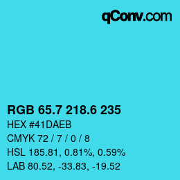 カラーコード: RGB 65.7 218.6 235 | qconv.com
