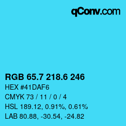 カラーコード: RGB 65.7 218.6 246 | qconv.com