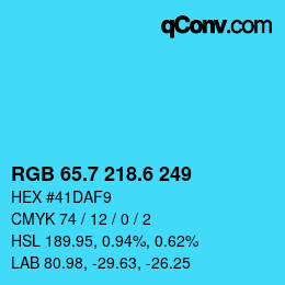 カラーコード: RGB 65.7 218.6 249 | qconv.com