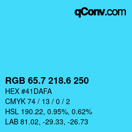カラーコード: RGB 65.7 218.6 250 | qconv.com
