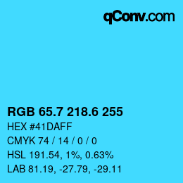 カラーコード: RGB 65.7 218.6 255 | qconv.com