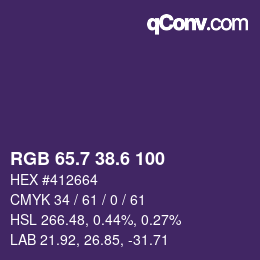 カラーコード: RGB 65.7 38.6 100 | qconv.com