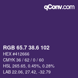 カラーコード: RGB 65.7 38.6 102 | qconv.com