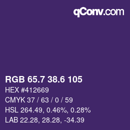 カラーコード: RGB 65.7 38.6 105 | qconv.com