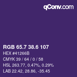 カラーコード: RGB 65.7 38.6 107 | qconv.com