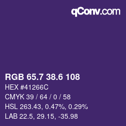 カラーコード: RGB 65.7 38.6 108 | qconv.com