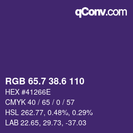 カラーコード: RGB 65.7 38.6 110 | qconv.com