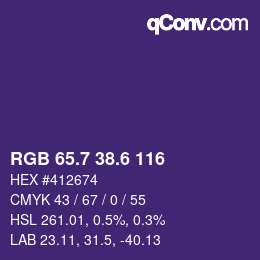 カラーコード: RGB 65.7 38.6 116 | qconv.com