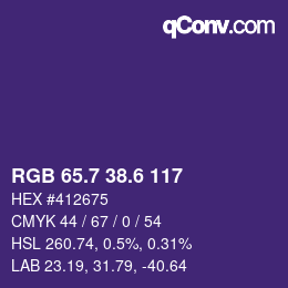 カラーコード: RGB 65.7 38.6 117 | qconv.com