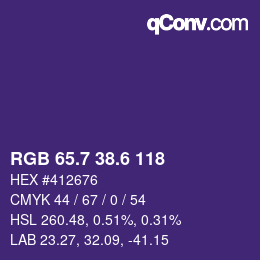 カラーコード: RGB 65.7 38.6 118 | qconv.com
