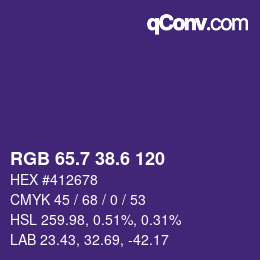 カラーコード: RGB 65.7 38.6 120 | qconv.com