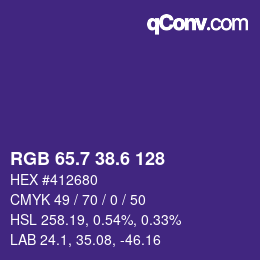カラーコード: RGB 65.7 38.6 128 | qconv.com