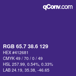 カラーコード: RGB 65.7 38.6 129 | qconv.com