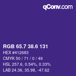 カラーコード: RGB 65.7 38.6 131 | qconv.com