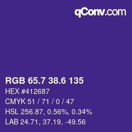 カラーコード: RGB 65.7 38.6 135 | qconv.com