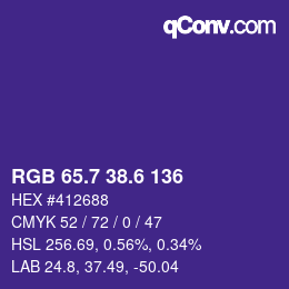 カラーコード: RGB 65.7 38.6 136 | qconv.com