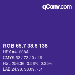 カラーコード: RGB 65.7 38.6 138 | qconv.com