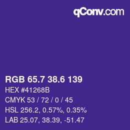 カラーコード: RGB 65.7 38.6 139 | qconv.com