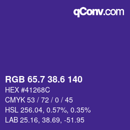 カラーコード: RGB 65.7 38.6 140 | qconv.com