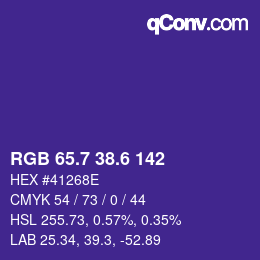 カラーコード: RGB 65.7 38.6 142 | qconv.com