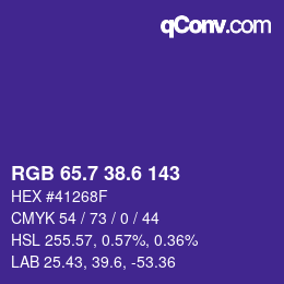 カラーコード: RGB 65.7 38.6 143 | qconv.com