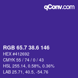 カラーコード: RGB 65.7 38.6 146 | qconv.com