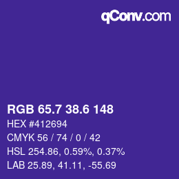 カラーコード: RGB 65.7 38.6 148 | qconv.com