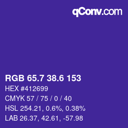 カラーコード: RGB 65.7 38.6 153 | qconv.com