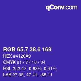 カラーコード: RGB 65.7 38.6 169 | qconv.com