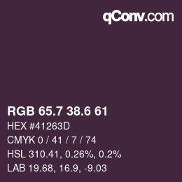 カラーコード: RGB 65.7 38.6 61 | qconv.com