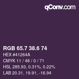 カラーコード: RGB 65.7 38.6 74 | qconv.com