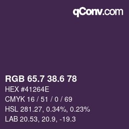カラーコード: RGB 65.7 38.6 78 | qconv.com
