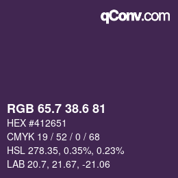 カラーコード: RGB 65.7 38.6 81 | qconv.com