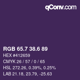 カラーコード: RGB 65.7 38.6 89 | qconv.com
