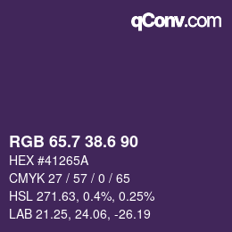 カラーコード: RGB 65.7 38.6 90 | qconv.com