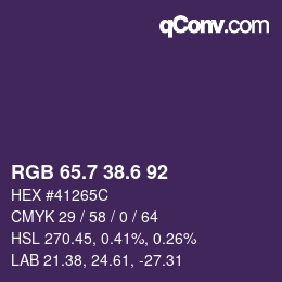 カラーコード: RGB 65.7 38.6 92 | qconv.com