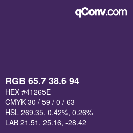 カラーコード: RGB 65.7 38.6 94 | qconv.com