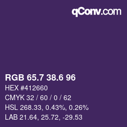 カラーコード: RGB 65.7 38.6 96 | qconv.com