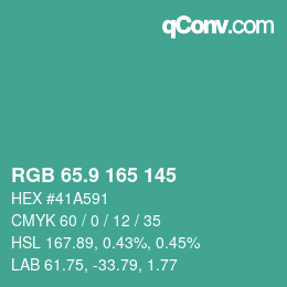 カラーコード: RGB 65.9 165 145 | qconv.com
