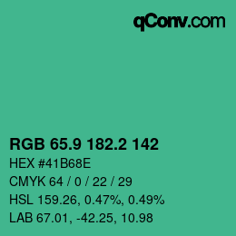 カラーコード: RGB 65.9 182.2 142 | qconv.com