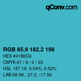 Color code: RGB 65.9 182.2 198 | qconv.com