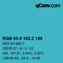 Color code: RGB 65.9 182.2 199 | qconv.com