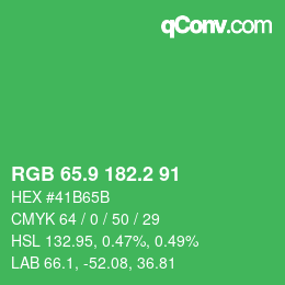 カラーコード: RGB 65.9 182.2 91 | qconv.com