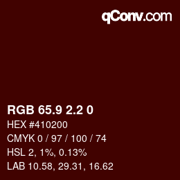 Color code: RGB 65.9 2.2 0 | qconv.com