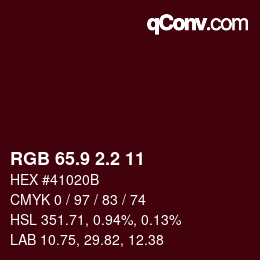 カラーコード: RGB 65.9 2.2 11 | qconv.com