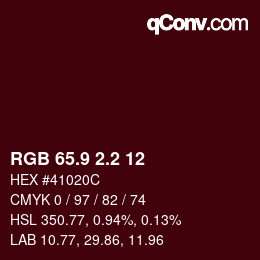 Color code: RGB 65.9 2.2 12 | qconv.com