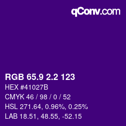 カラーコード: RGB 65.9 2.2 123 | qconv.com