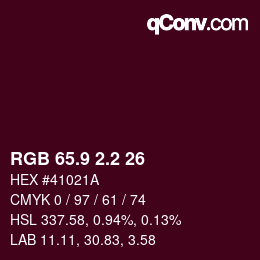 Color code: RGB 65.9 2.2 26 | qconv.com