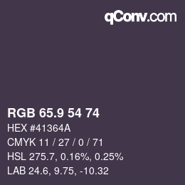 カラーコード: RGB 65.9 54 74 | qconv.com